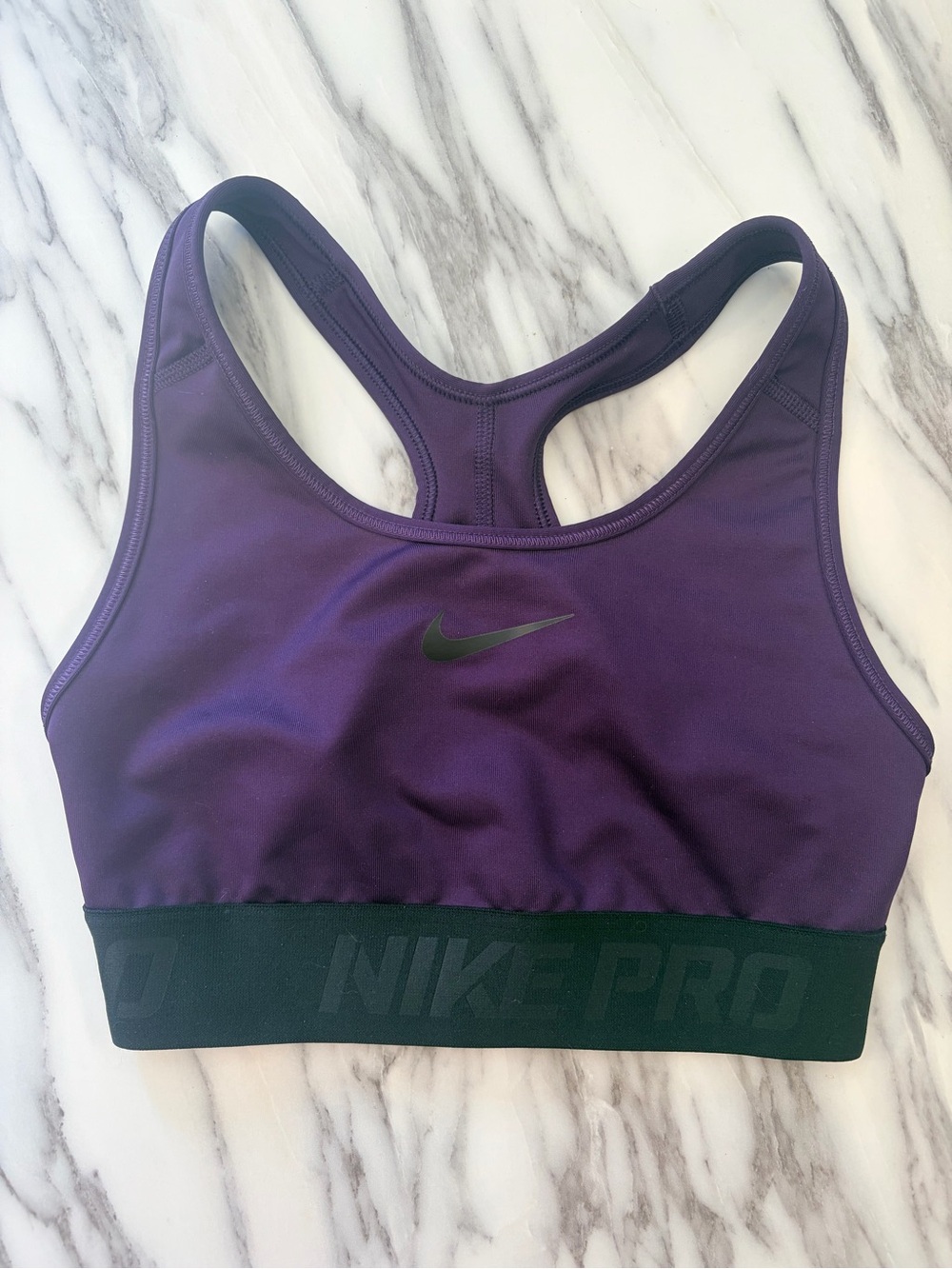Nike Pro Purple Racerback Sports Bra with Black Elastic Band